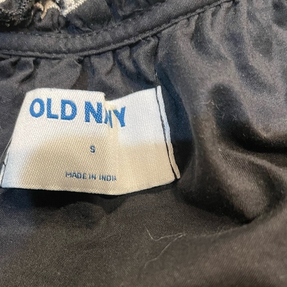 Old Navy Embroidered Mini Swing Dress Black Small Boho Peasant - Picture 9 of 11